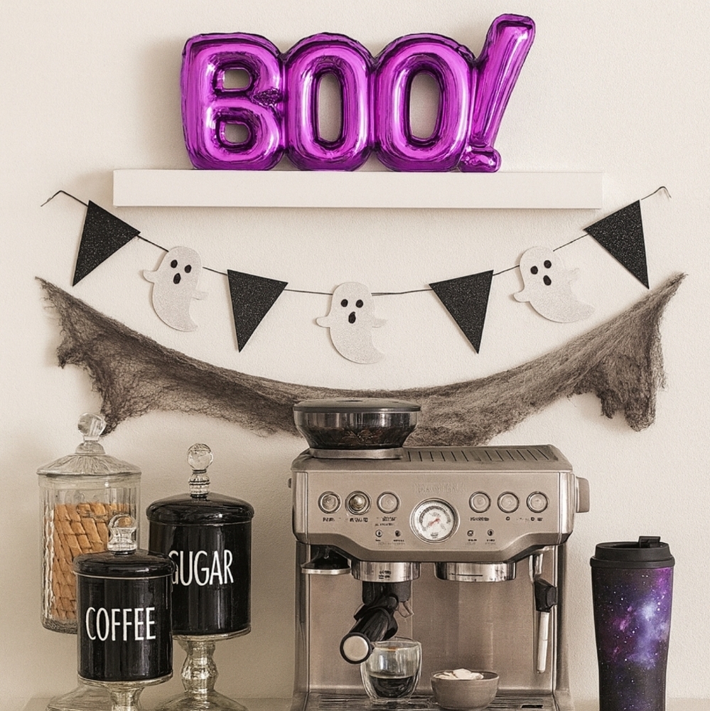 Metallic Purple Ceramic BALLOON LETTERS "BOO!" Halloween Decor SIGN TJ MAXX